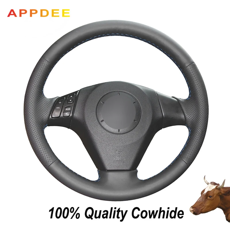 APPDEE черный чехол рулевого колеса автомобиля из натуральной кожи для Mazda 3 Mazda 5 Mazda 6 2003-2009