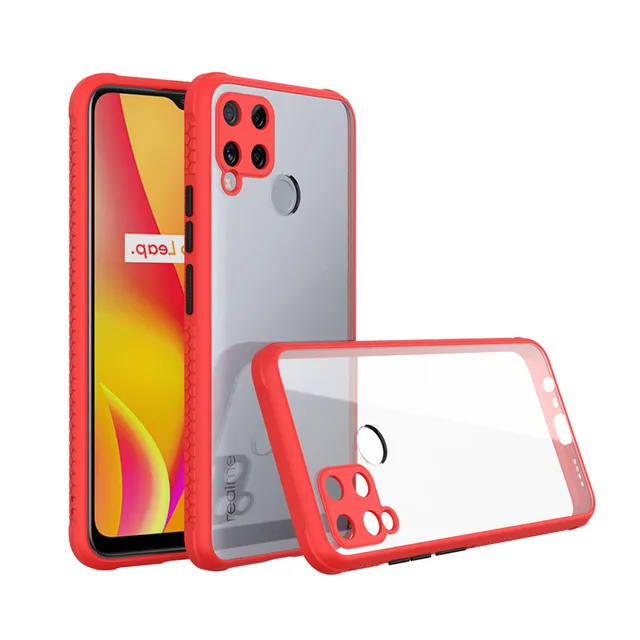 For OPPO Realme C11 C12 C15 Case Luxury Armor Silicone Bumper Phone Case for Realme 5 5i 6i 5S 6 Pro A5 A9 2020 Cover red