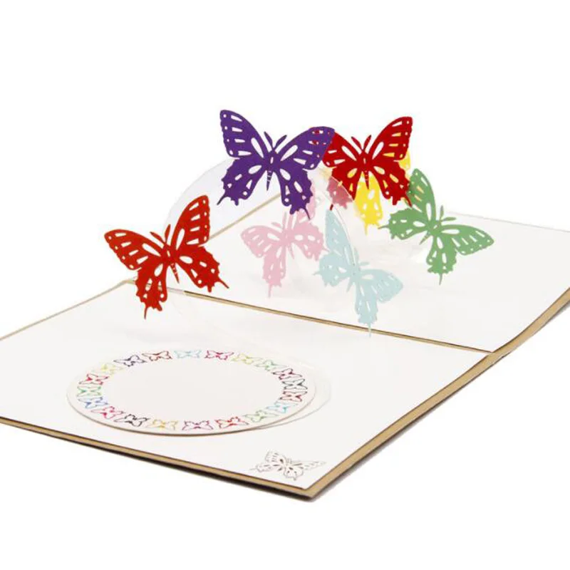 

100pcs 3D Pop Up Greeting Card Butterfly Happy Anniversary Birthday Valentine Christmas Party Gifts