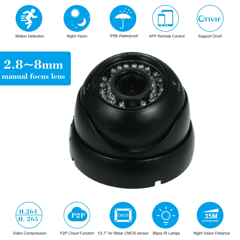 

5MP Wide Angle IP Camera Indoor Dome Camera Security 1080P FULL HD Waterproof IP Camera IR Cut 36 IR LED ONVIF Motion Detect