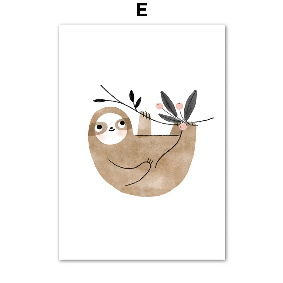 Nordic-Posters-And-Prints-Bear-Elephant-Giraffe-Sloth-Sun-Rainbow-Wall-Art-Canvas-Painting-Cartoon-Wall (7)