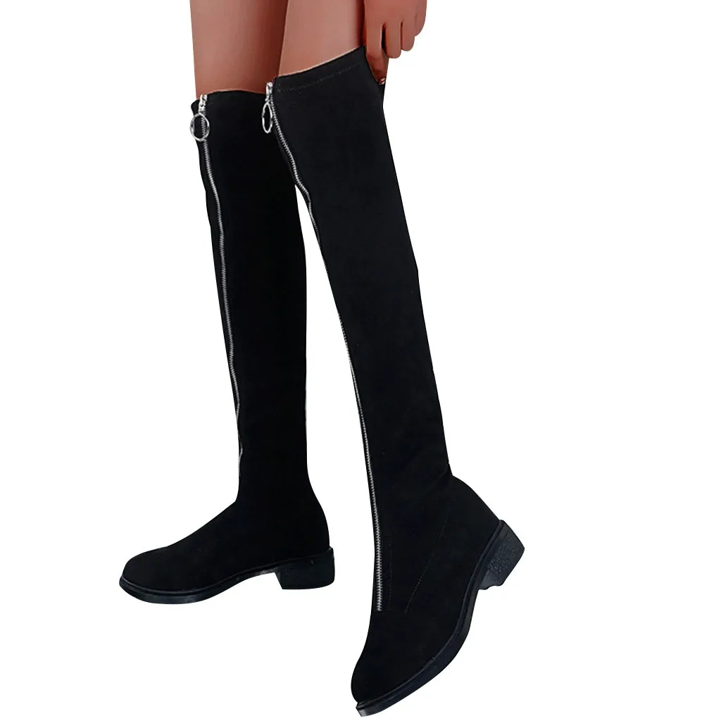 Женские зимние сапоги выше колена пикантная женская обувь на высоком каблуке теплые высокие сапоги на высоком каблуке на молнии botines mujer#1016