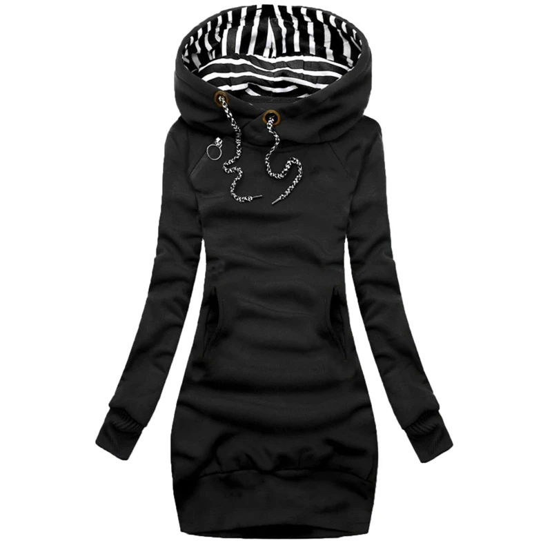 Women's Fashionable Hoodie Dress with Pockets-2