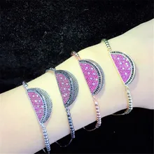 10 шт./лот, высокое качество, латунный браслет, проложить цвет, кубический цирконий, арбуз, регулируемый браслет, модные ювелирные изделия