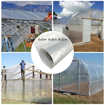 

6*6m/6*8m/8*8m Clear Plastic Greenhouse Poly Film Polytunnel Poly Hot House Cover VARIOUS For Gardeners Growers And Farmers