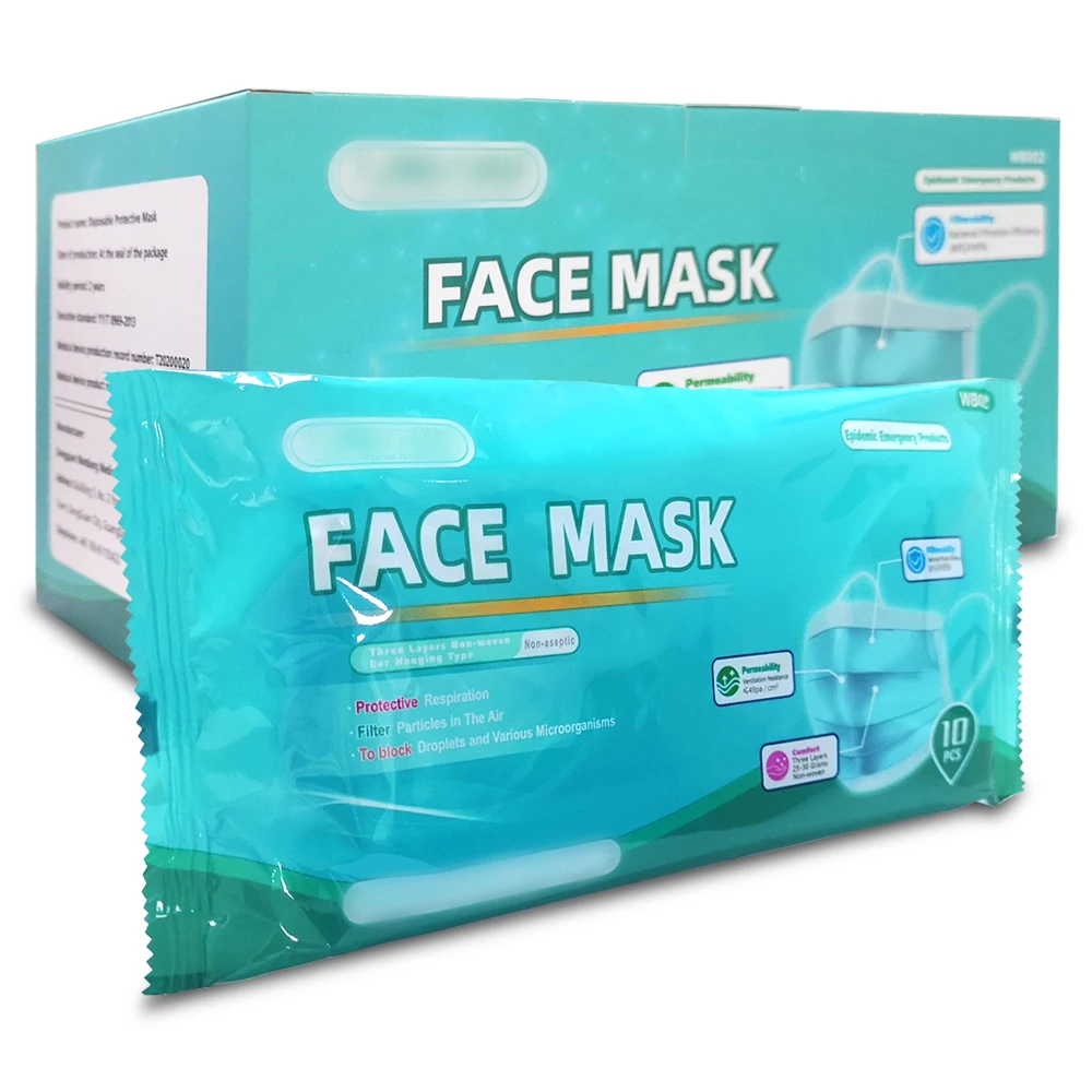 

Mouth Mask Anti-Pollution 3 Layers Protective Respirator Anti Dust Windproof Nonwoven Elastic Earloop Mask