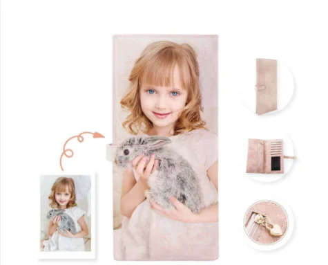 Кожаный кошелек с гравировкой на заказ полноцветный бумажник фотографией для