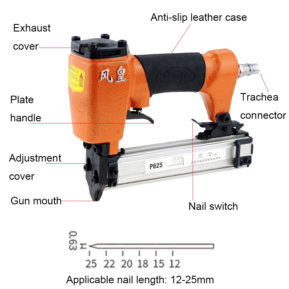 P625 Pneumatik Udara Pin Nailer Udara 