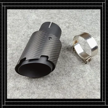 

1 Piece Car Universal Carbon fiber Exhaust pipes Twill Burnt Matte Black Car Tailpipe Out 76/89/101/114mm Muffler tip