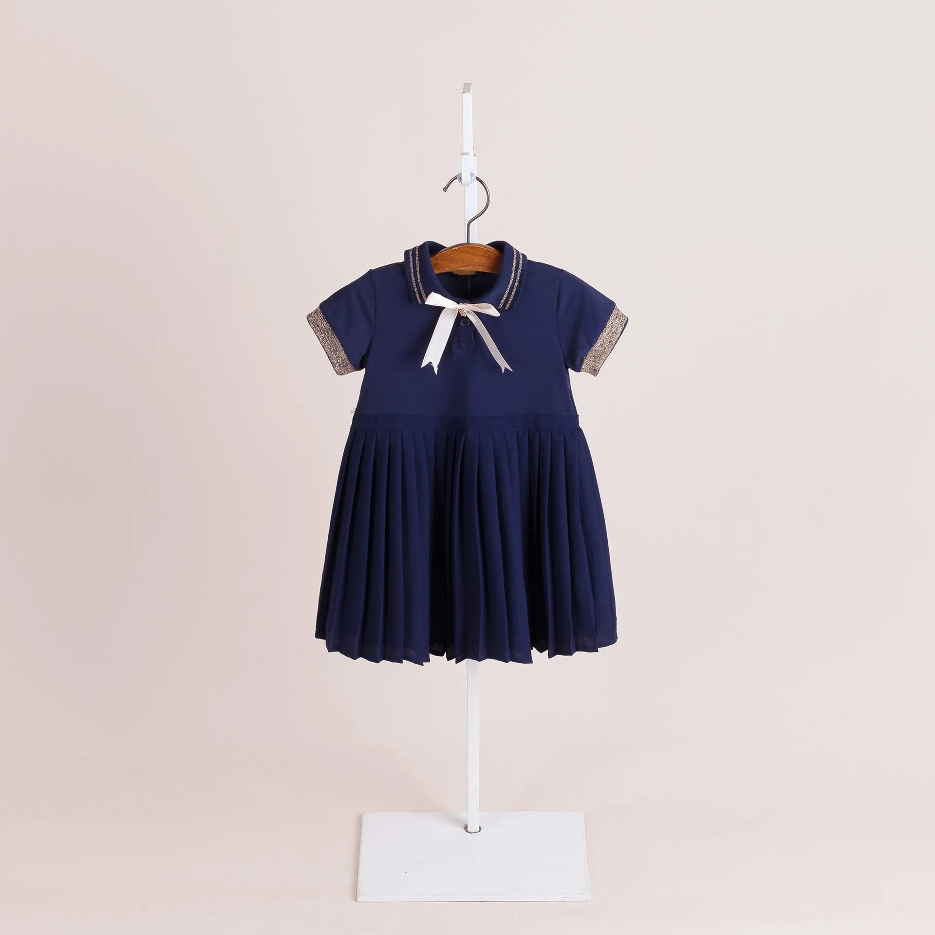 Трикотажное Спортивное платье для девочек; Летнее Детское плиссированное платье с короткими рукавами и бантом; теннисные платья