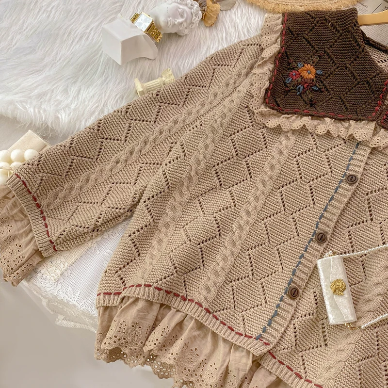 Vintage Ladies Knitted Cardigans Sweaters Women Long Sleeve Korean Retro Fashion Slim Tops Cardigans 2021 Autumn Winter