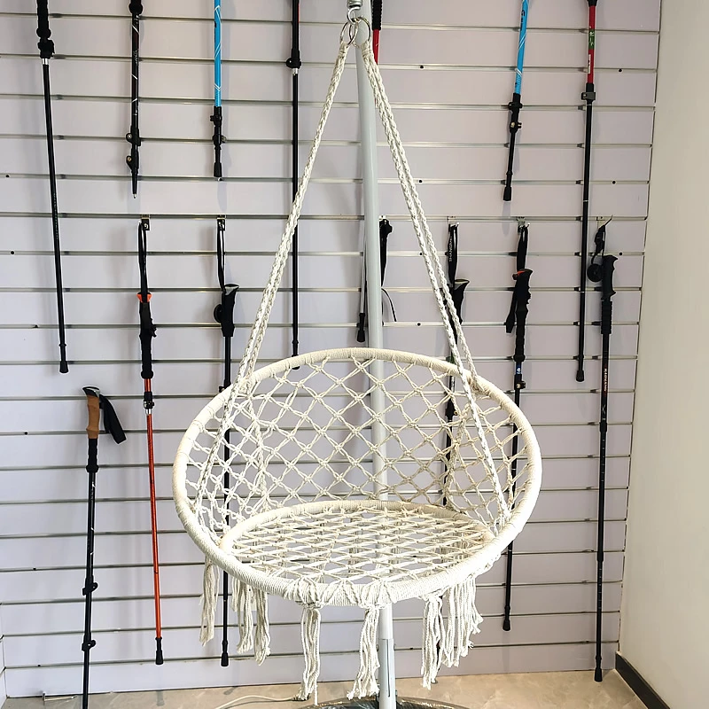 Hamaca con borlas de macramé, silla colgante tejida a mano con cuerda de  algodón, 330 libras de capacidad|Columpios para el patio| - AliExpress