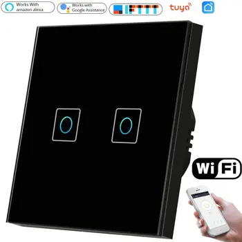 

Wireless Wifi Wall Touch Switch Mobile App, Smart Light Sensor Switches,Work with Alexa Google Home Tuya Smart Life