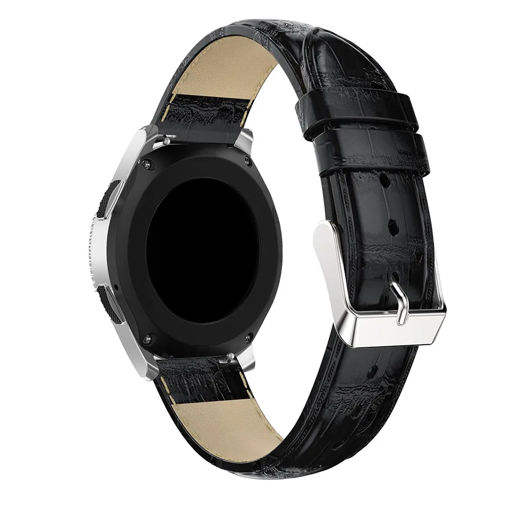 Black Ремешок для часов из натуральной кожи для samsung galaxy watch 46 мм gear S3 ремешок на запястье замена 22 мм браслет ремешок для часов - Цвет: Black