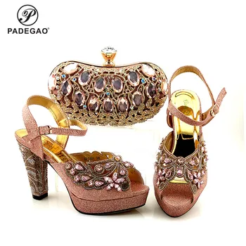 

New Italian Ladies Shoes and Bags To Match Set Decorated with Rhinestone Sales In Women Matching Shoes and Bag Set Ladies Pumps