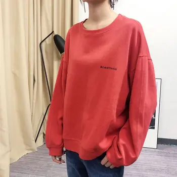 

Women Letter Print Slim Sweatshirt Long Sleeve Round Collar Autumn Winter Slim Cotton Female Casual Sweatshirts