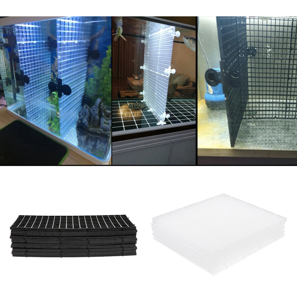 10 Pcs Grid Divider Tray Isolate Board Fish Tank Bottom Filter Tray Aquarium, 2 Colors and Sizes to Choose