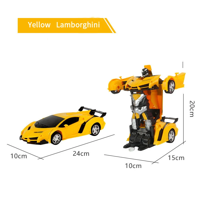 Yellow-Lamborghini RC 2,4 ГГц Трансформационные роботы спортивные модели столкновения деформации классический автомобиль роботы игрушки детские подарки - Цвет: Yellow-Lamborghini