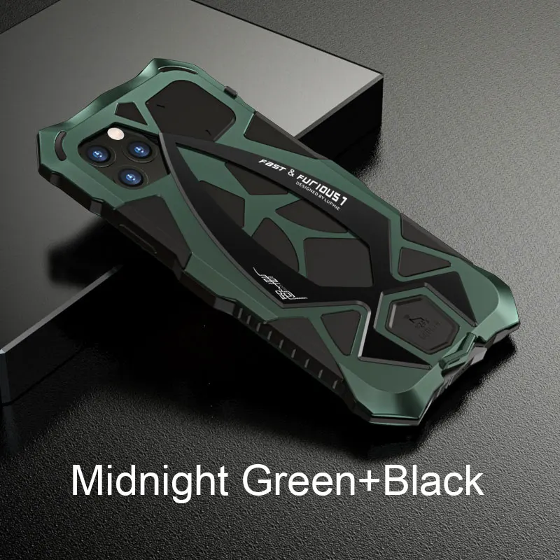 Luphie противоударный чехол для телефона для iPhone 11 Pro Max военный класс падение протестированный чехол Coque для iPhone X XS Max Xr Алюминиевый Чехол - Цвет: Midnight Green Black