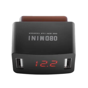 

Car USB Charger, 12/24V Car Durable ABS OBD MINI Dual USB Charger Socket with Voltage Display
