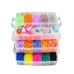 15000 шт/3 слоя резинки для силиконовые браслеты резиновая коробка для бисера семейный набор заправки резиновые радужные плетения DIY