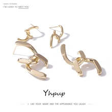 Yhpup из цветного шрусталя с золотыми гвоздиками модный бренд нерегулярные 16к S925 пост массивные серьги с кисточкой mujer moda для Для женщин Офис