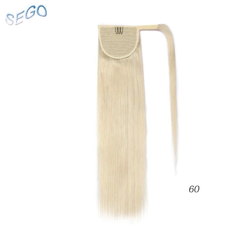#60 SEGO 1"-22" 80 г-95 г натуральные человеческие волосы для наращивания, не Реми, бразильские волосы на заколках, обмотка вокруг хвоста пони для женщин - Цвет: #60