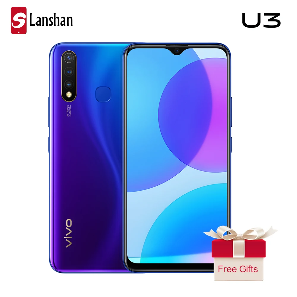 vivo U3 Snapdragon 675 смартфон 6,53 дюйма 5000 мАч большой аккумулятор 4 Гб 64 Гб Тройная камера Celular Android 9 сотовые телефоны