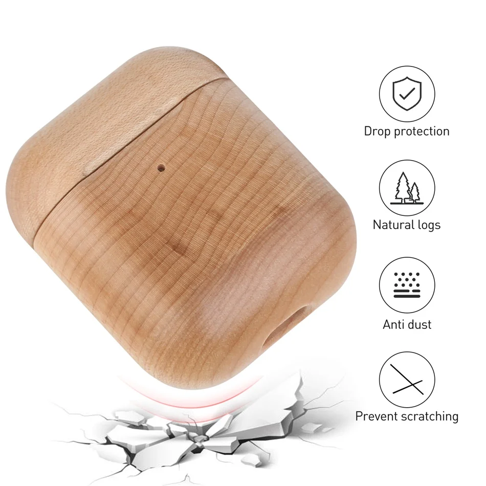 Для AirPods чехол натуральный противоударный Деревянный чехол для AirPods 2 Премиум кожаный сшитый ручной работы чехол для Airpods 1