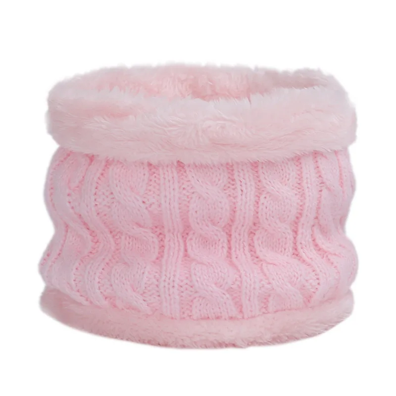 Light-pink-3 Коллекция года, теплая шапка бини для девочек, шарф-кольцо, помпоны, зимние шапки, вязаные шапки, шарф, 2 предмета, модная зимняя шапка, шарф, комплект для детей - Цвет: Light-pink-3