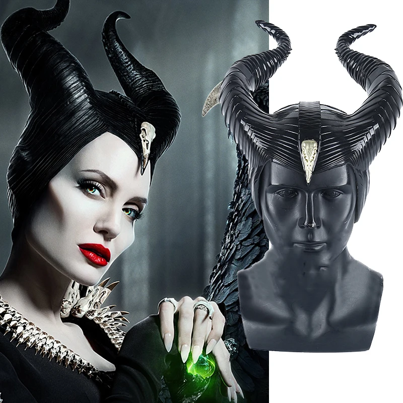 Costumebuy Maleficent Mistress of Evil маска повязка на глаза для косплея черные королевские рога головной убор шлем Хэллоуин бутафория для маскарада