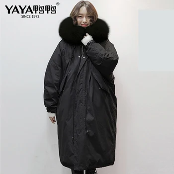 

YAYA New Winter Jacket With Knee Length Large Size Loose Cap And Thick Overcoat For Women