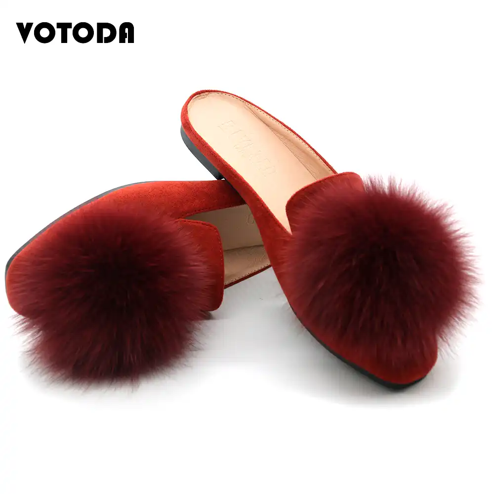 fur mule slides