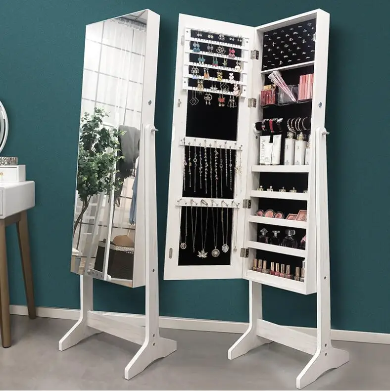 Bedroom multifunctional jewelry storage cabinet household full body mirror wall fitting modern simple floor mirror