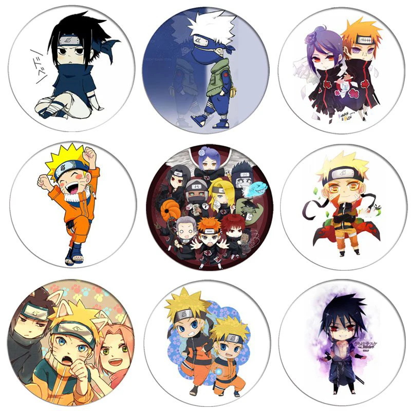 Naruto anime cartoon creative peripheral cute Naruto Sasuke Sakura Kakashi  peripheral brooch new trend badge badge wholesale - AliExpress