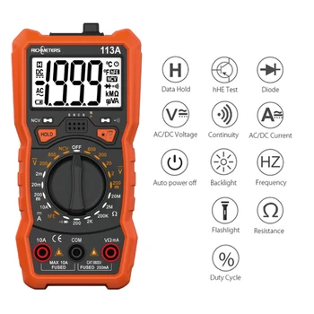 

Auto Ranging NCV Digital Multimeter 6000 counts AC/DC voltage meter Flash light Back light Large Screen RM113A