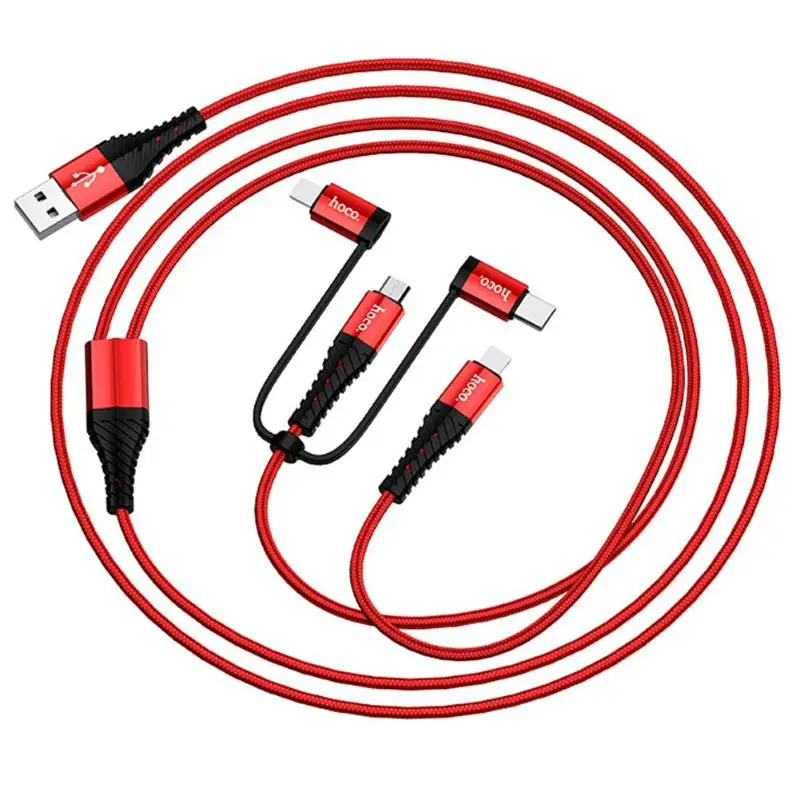 HOCO X38 4 в 1 зарядный кабель usb для Dual 8 Pin Micro usb type C для телефона