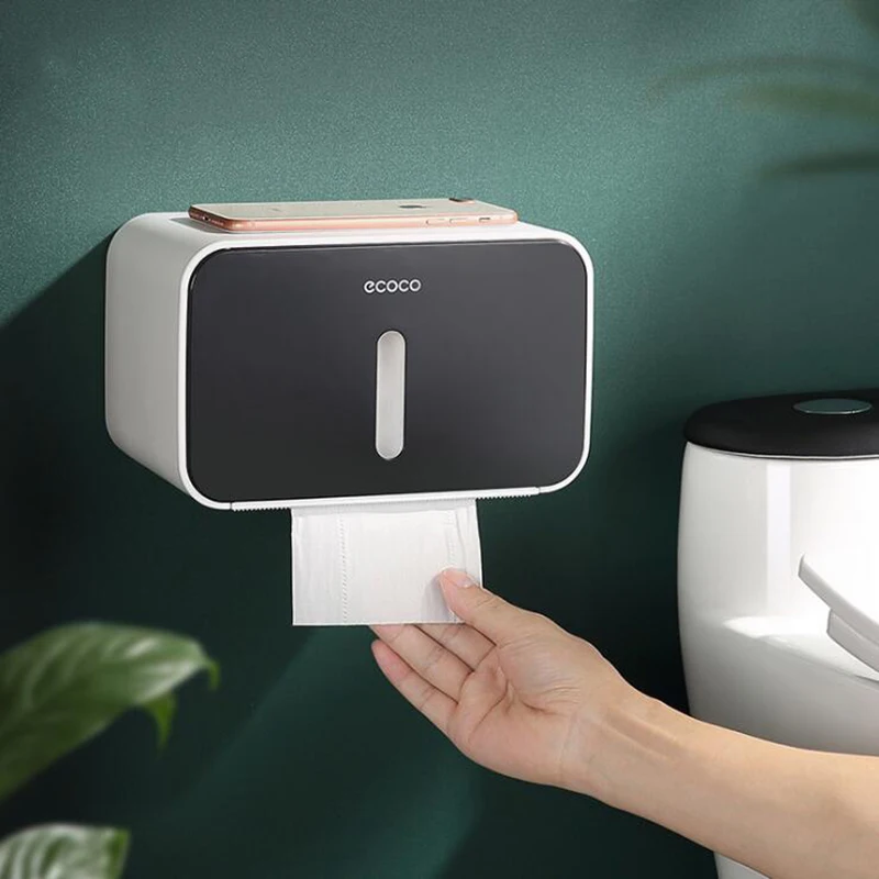 

Toilet Paper Holder Waterproof Wall Mounted Toilet Paper Tray Roll Paper Tube Storage Box Tray Tissue Box Shelf Bathroom Product