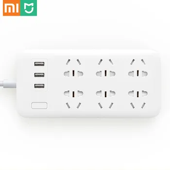 

Original Xiaomi Mijia Power Strip Basic Version 6 Sockets With 3 5V 2.1A Fast Charging USB Ports White Mi Socket Solid Color