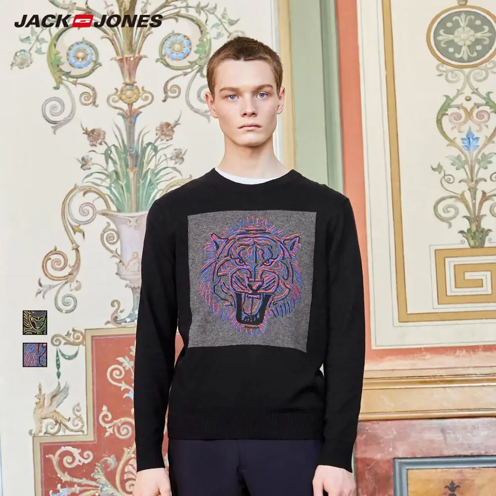 JackJones Мужская трикотажная одежда с вышивкой тигра пуловер стильный топ свитер |