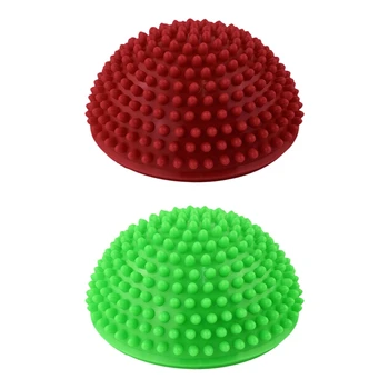 

2 Pcs Yoga Half Ball Exercise Balance Ball Point Massage Stepping Stones Balance Pods GYM YoGa Pilates, Red & Green
