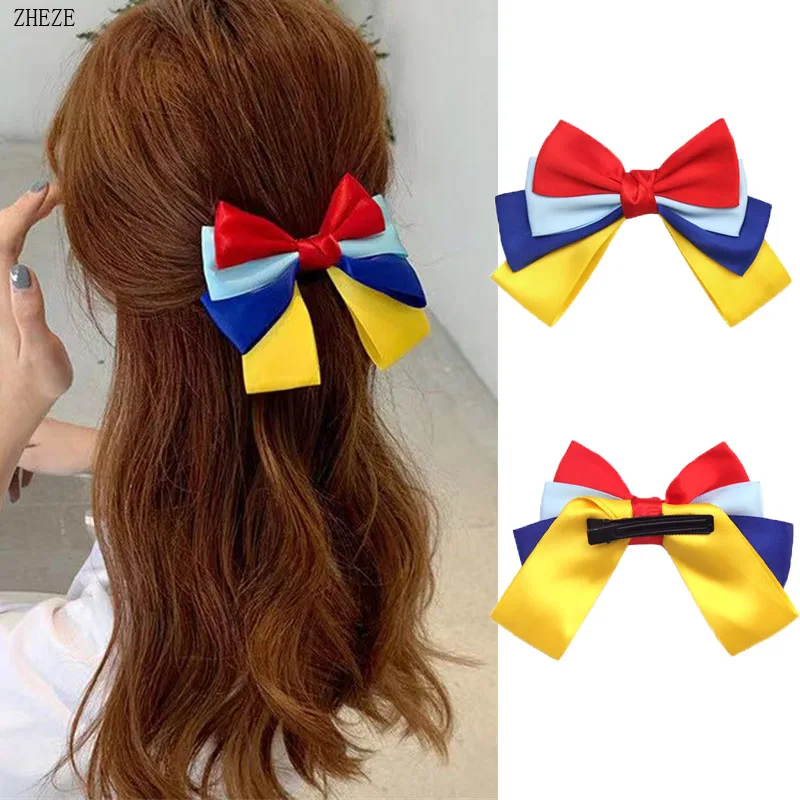 

2Pcs/Set Cute Girls Four Layer 5" Ribbon Hair Bows Clips Kids DIY Festival Accessories Boutique Hairpins For Chlidren