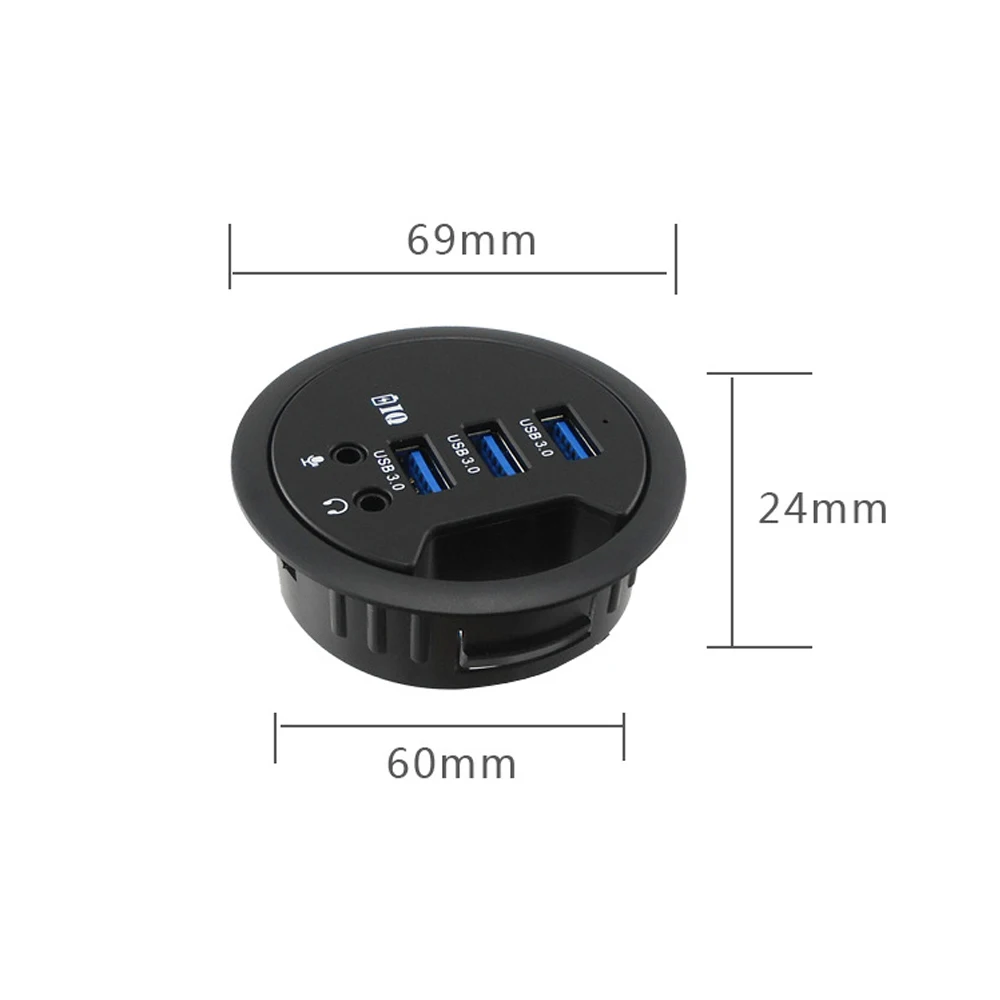 USB HUB USB3 0 Mount In Desk 3 Ports USB 3 0 Ports With Headphone Mircophone Adapter For Desktop computer Multi USB 3 0 Splitter