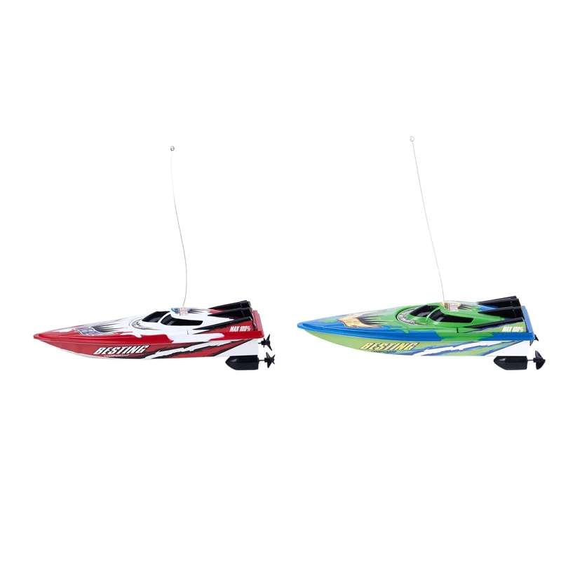 

Hot 2 Pcs RC Boat Radio Remote Control Twin Motor High Speed Boat RC Racing Toy Gift for Kids Eu Plug, Green & Red