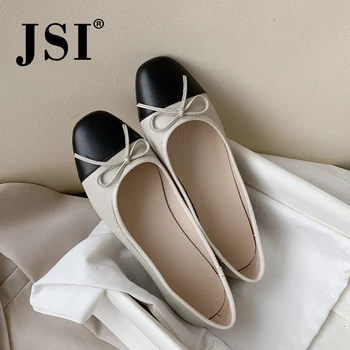 

JSI Mixed Colors Women Flats High Quality Cow Leather Butterfly-Knot Decoration Slip-On Sweet Shoes New Comfortable Flats JO500