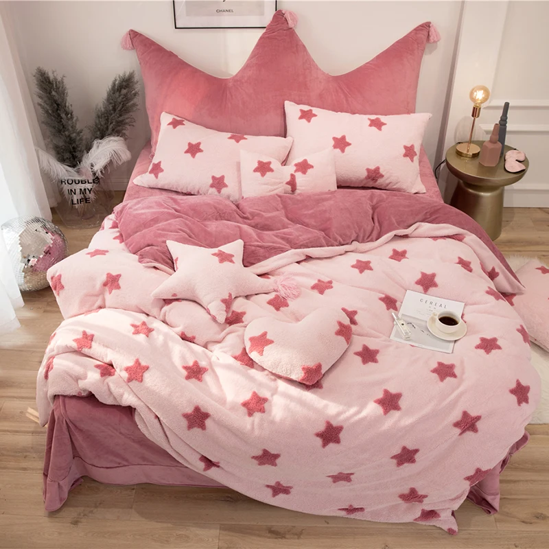 4/7 шт красный серый синий флисовый наборы постельного белья из ткани queen King size red dot кровать пододеяльник постельное белье набор большое