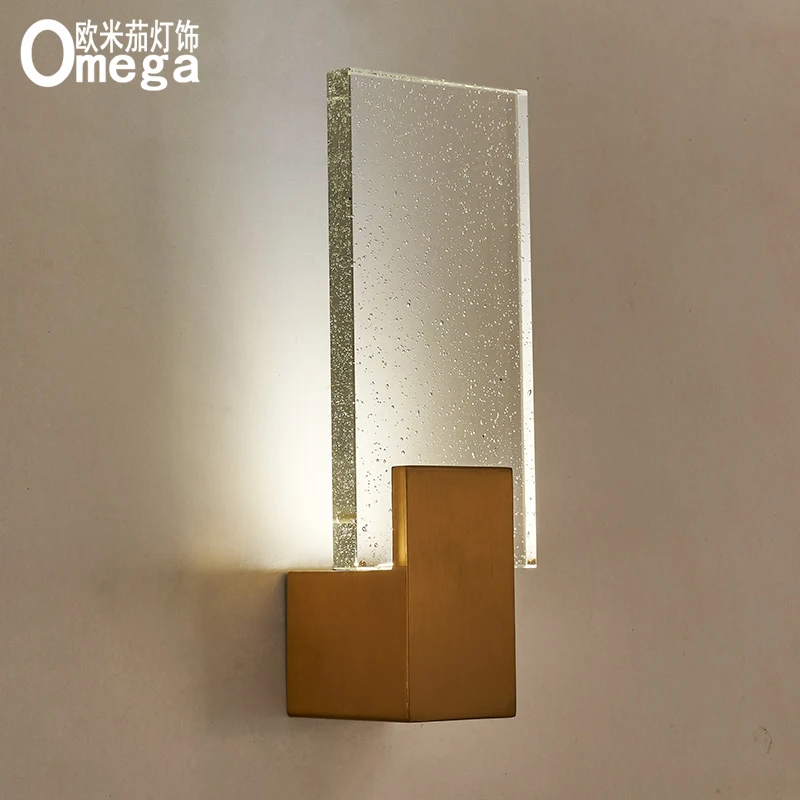 Modern minimalist stainless steel crystal wall lamp living room TV background aisle corridor bedside wall lamp