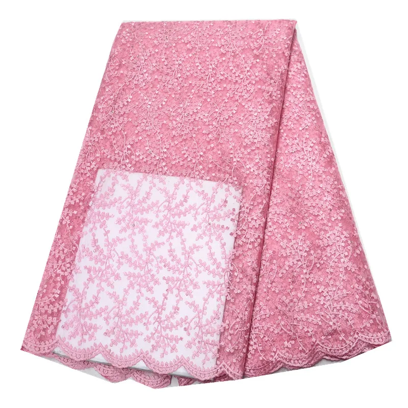 

pink lace fabric 2019 high quality latest african lace fabric net tulle tissue african french lace fabric with stones wholesale