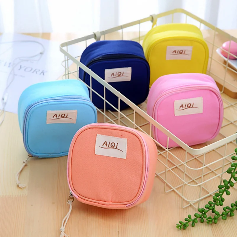 

Household Cute Small Storage Bag Closet Organizer For Travel Cosmetic Bag For Girls Coin Purse Portable Candy Color