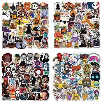 

50pcs Halloween Theme Horror Stickers Mobile Phone DIY Diary Album Decoration Scrapbooking Waterproof Stickers Wholesale